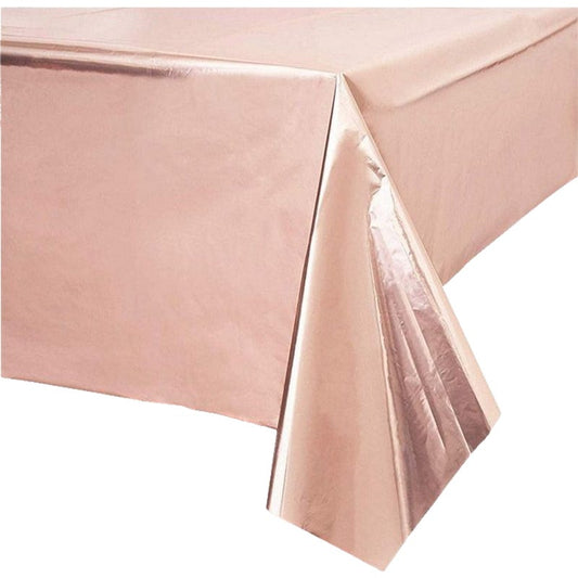 Metallic Rose Gold Foil Rectangular Plastic Tablecloth