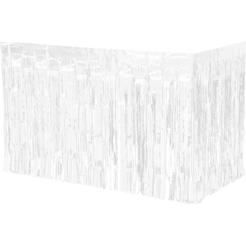 Shiny White Plastic Table Skirt