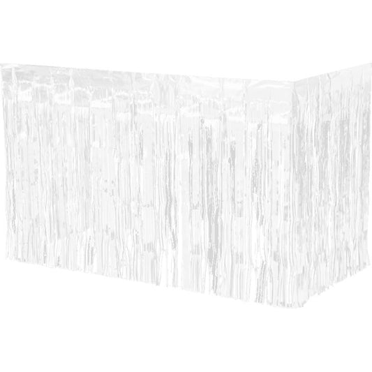 Shiny White Plastic Table Skirt