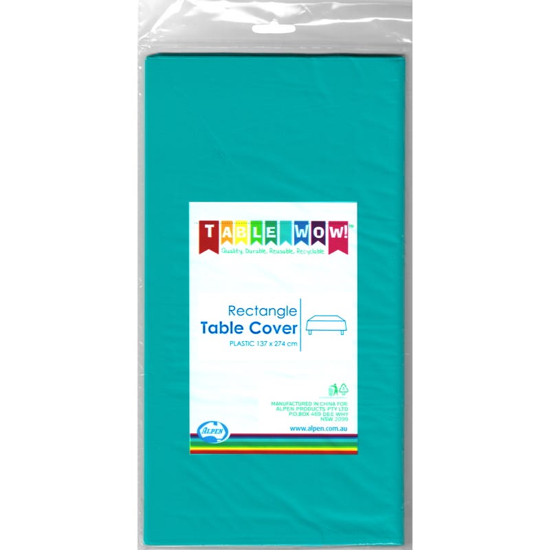 Teal Plastic Rectangular Tablecloth