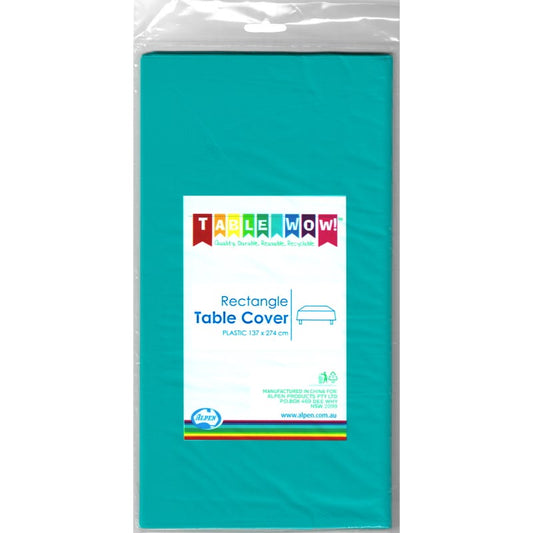 Teal Plastic Rectangular Tablecloth