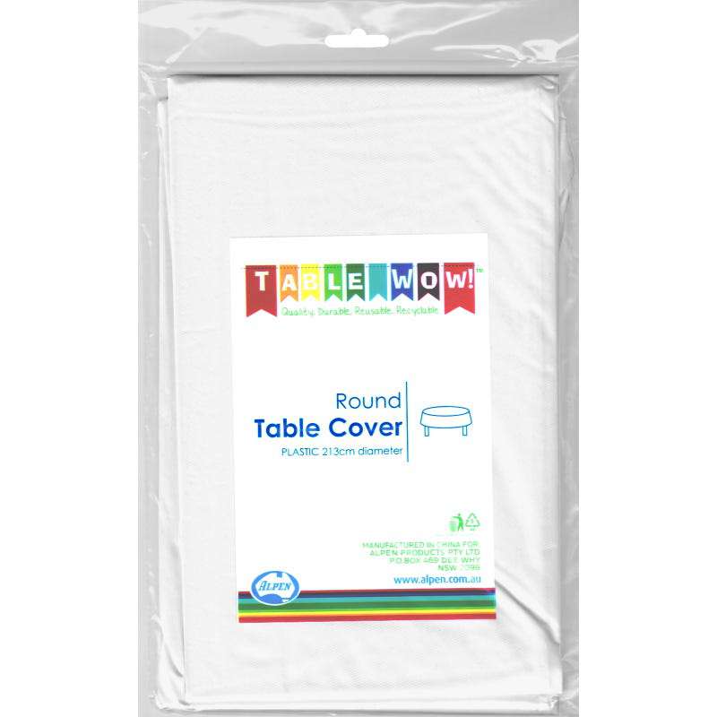 White Plastic Round Tablecloth