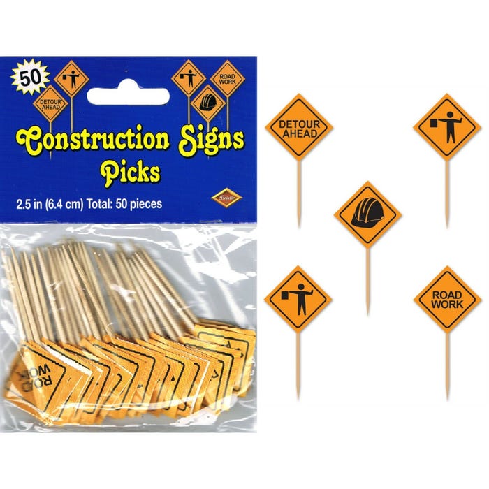 Construction Sign Toothpicks (Pack of 50)