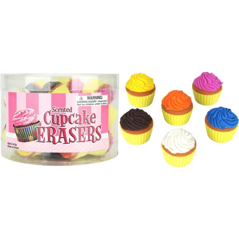 Scented Mini Cupcake Erasers (Pack of 24)