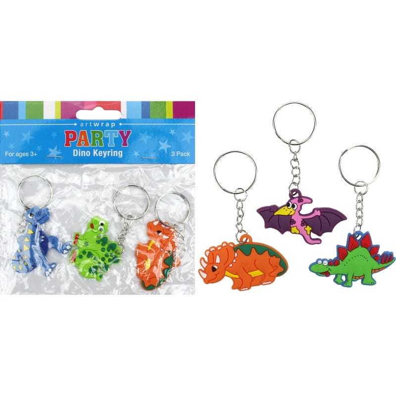 Assorted Dinosaur Keyrings (Pack of 3)