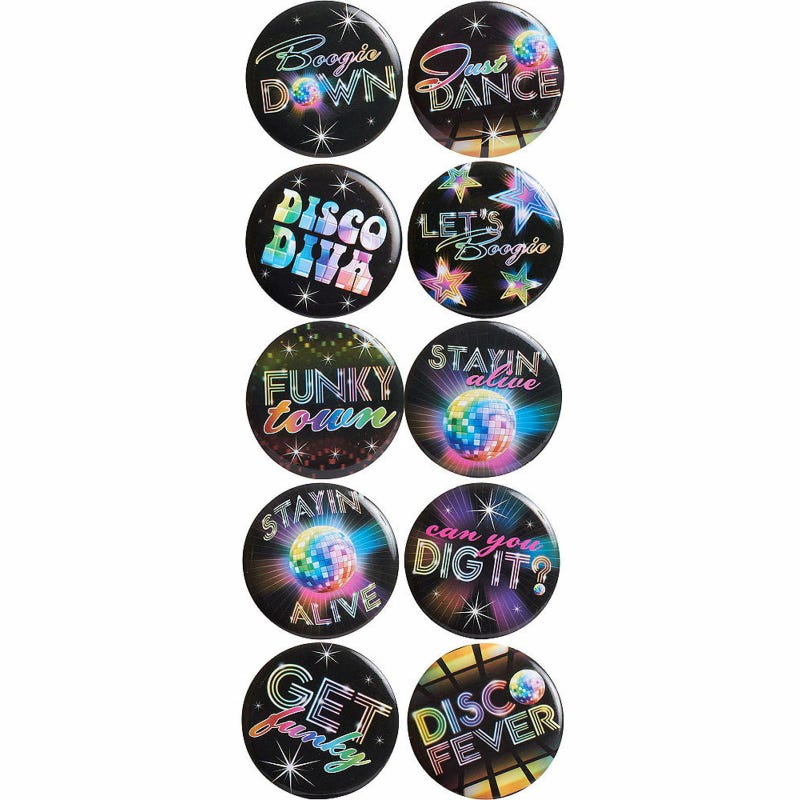 Disco Fever Badges (Pack of 10)