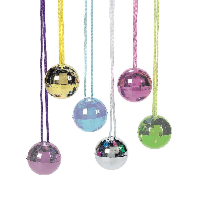 Plastic Disco Ball Necklaces (Pack of 12)