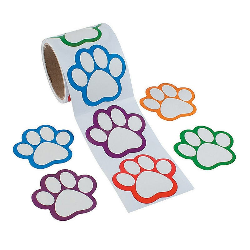 Paw Print Self-Adhesive Name Tag Labels (Roll of 100)