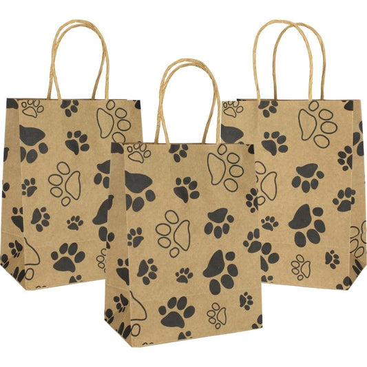 Brown Kraft Paper Paw Print Gift Bags 20cm (Pack of 4)