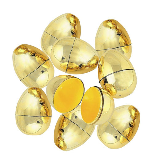 Gold Fillable Plastic Easter Eggs 6cm (Pack of 12)