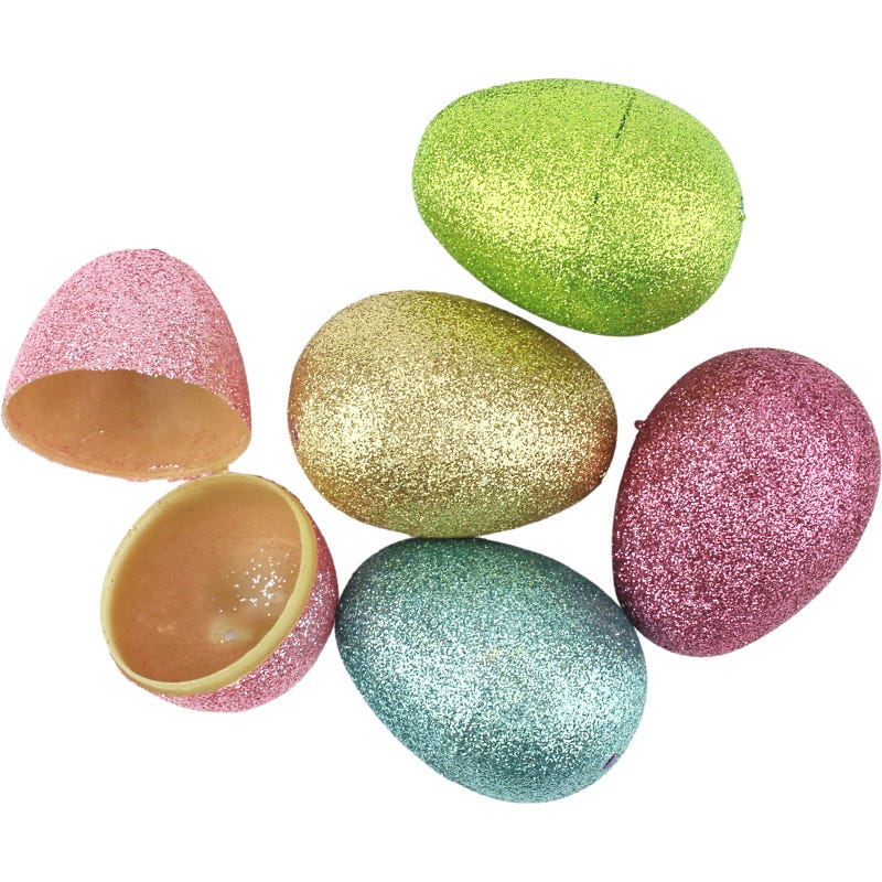 Pastel Glitter Fillable Plastic Easter Eggs 5.8cm (Pack of 10)