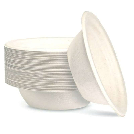 White Sugar Cane Bowls 16cm (Bulk Pack of 50)