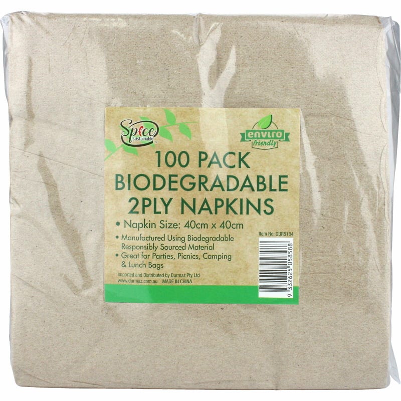 Biodegradable Large Napkins (Bulk Pack of 100)