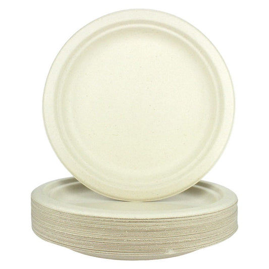 Biodegradable Natural Sugarcane Large Plates 23cm (Pack of 36)