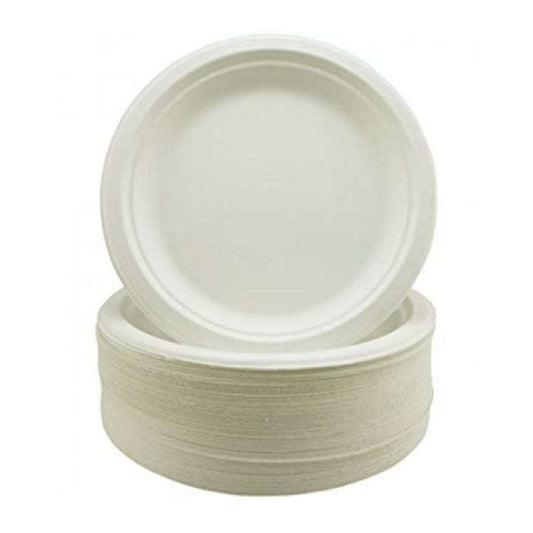 White Sugar Cane Small Plates 18cm (Bulk Pack of 50)