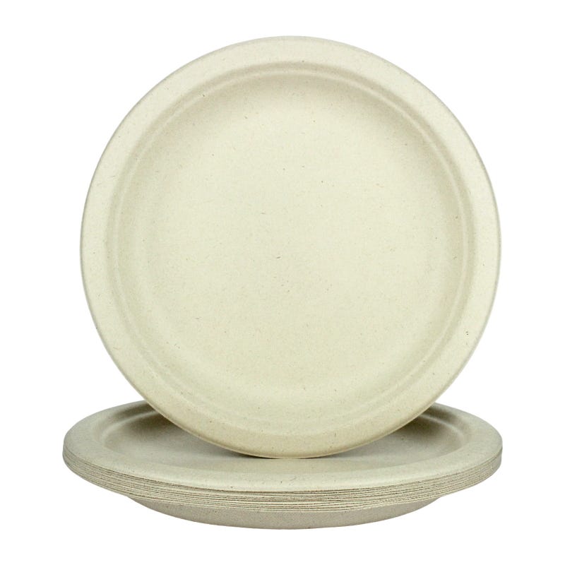 Biodegradable Natural Sugarcane Small Plates 18cm (Pack of 12)