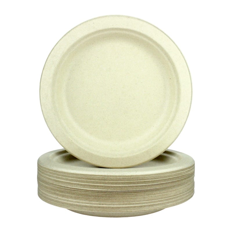 Biodegradable Natural Sugarcane Small Plates 18cm (Pack of 36)