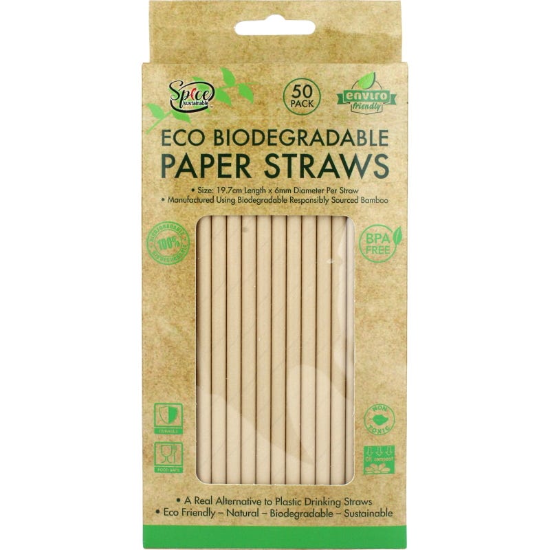 Eco Biodegradable Paper Straws (Pack of 50)