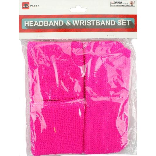 Neon Pink Sweatband Set