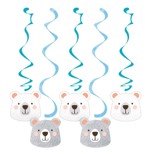 1st Birthday Bear Dangling Decorations (Pack of 5)