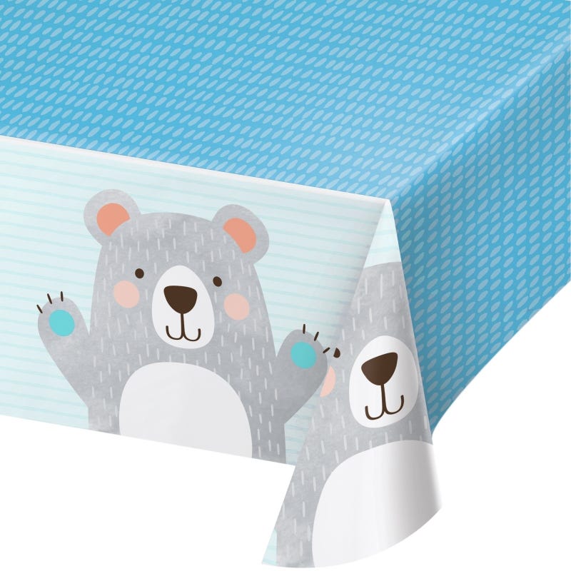 1st Birthday Bear Plastic Tablecloth