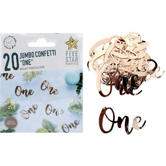 Metallic Rose Gold 'One' Jumbo Confetti (Pack of 20)