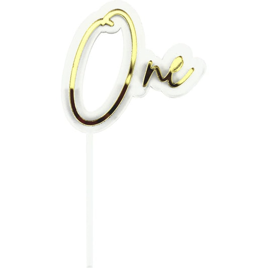 One Gold & Clear layered Acrylic Cake Topper