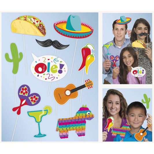 Mexican Fiesta Photo Booth Props (Pack of 10)