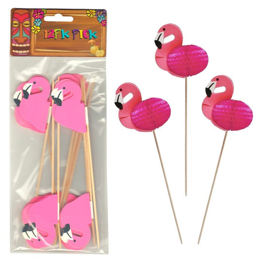 Flamingo Honeycomb Picks (Pack of 12)