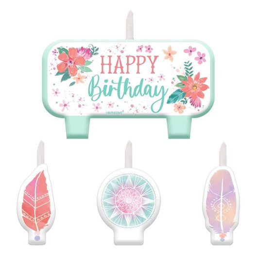 Free Spirit Happy Birthday Candles (Set Of 4)