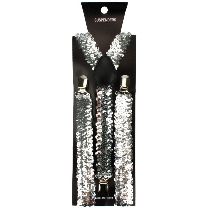 Silver Sequin Suspender Braces