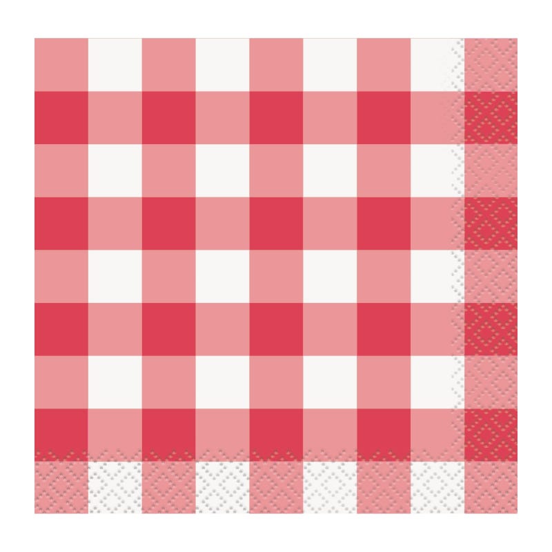 Red Gingham Small Napkins (Pack of 16)