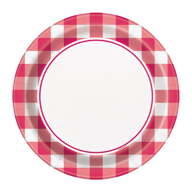 Red Gingham Border Small Plates (Pack of 8)