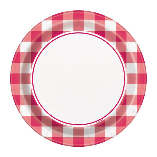 Red Gingham Border Small Plates (Pack of 8)