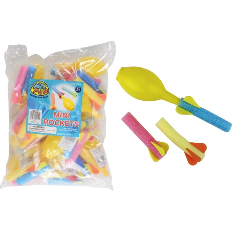 Mini Foam Rocket Launcher Set (Pack of 12)