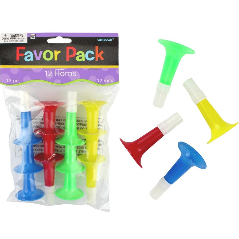 Plastic Horns (Pack of 12)