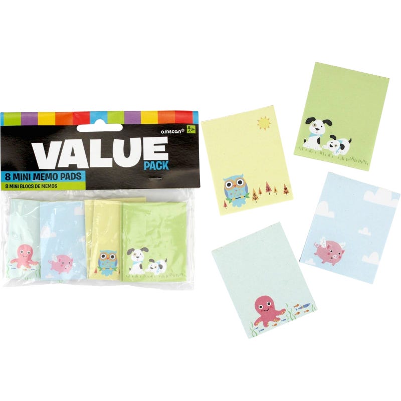 Mini Pastel Friendly Animal Notepads (Pack of 8)