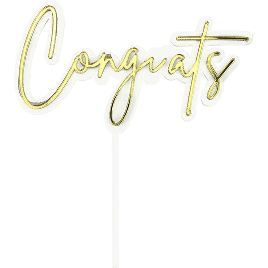 Congrats Gold & Clear Layered Acrylic Cake Topper