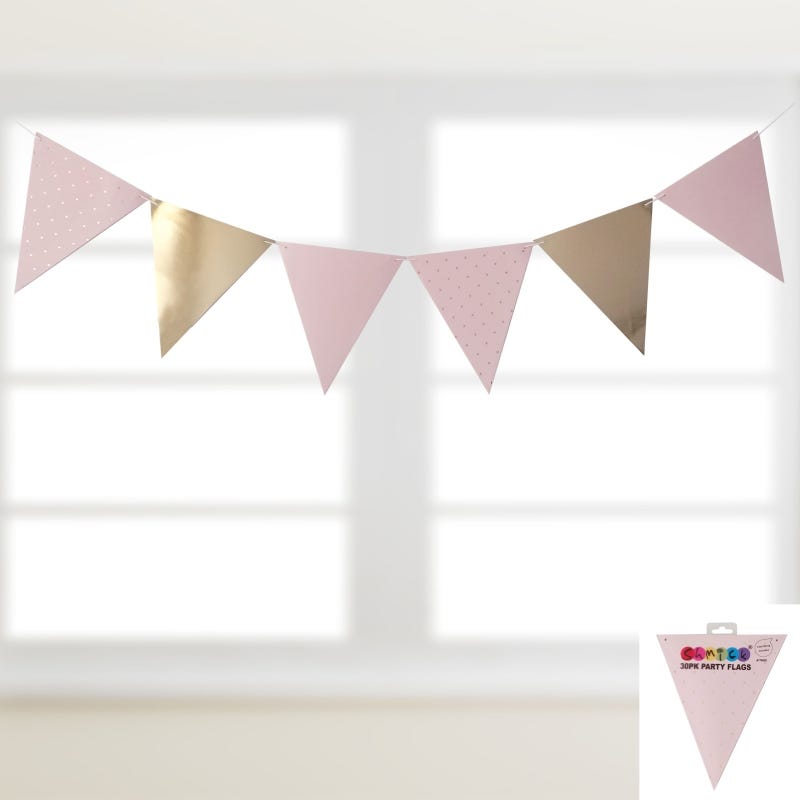 Pink and Gold Foil Dot Flag Banner