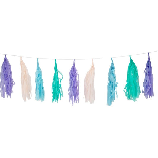 Mint, Blue, Purple and Coral Pastel Paper Tassel Garland