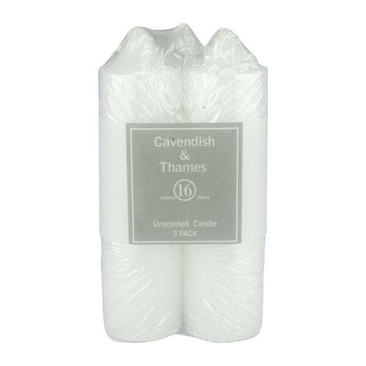 White Unscented Pillar Candles 12.5cm (Pack of 3)