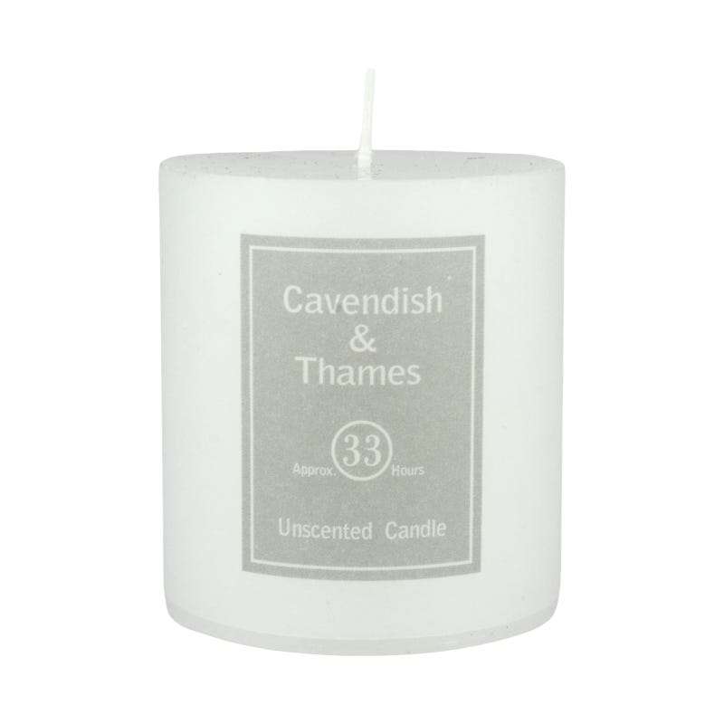 White Unscented Pillar Candle 7.5cm