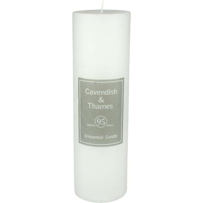 White Unscented Pillar Candle 22.5cm