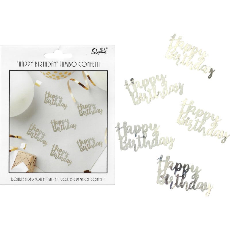 Silver Happy Birthday Jumbo Confetti (8g)