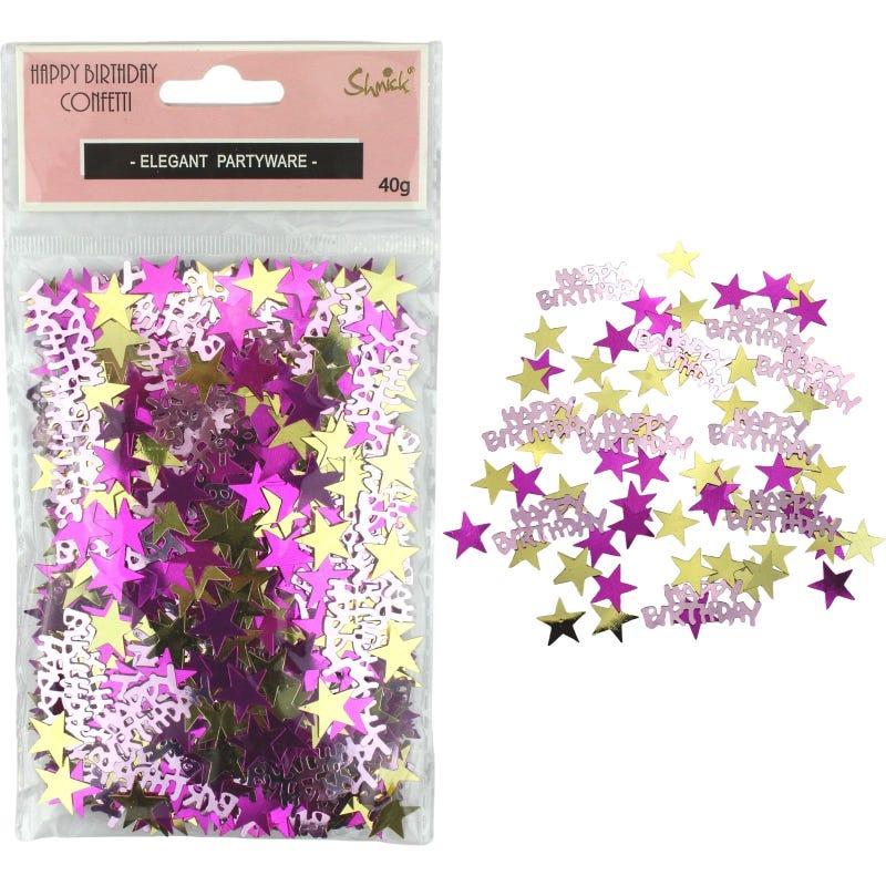 Pink and Gold Happy Birthday Star Confetti / Table Scatters (40g)