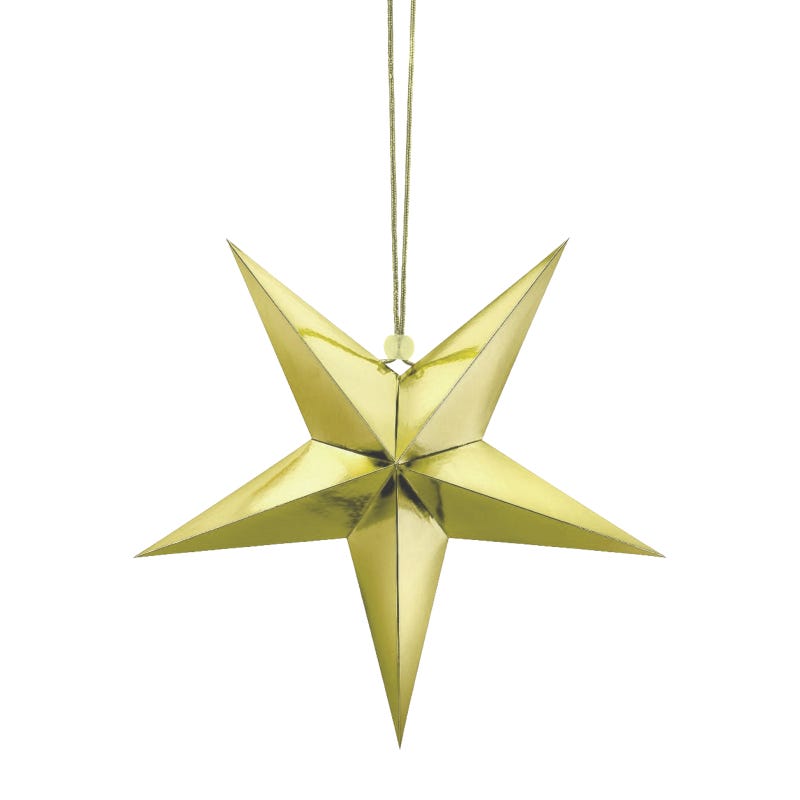 3D Gold Metallic Paper Hanging Star 30cm