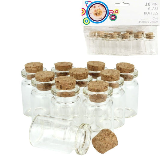 Mini Glass Bottles 7ml  (Pack of 10)