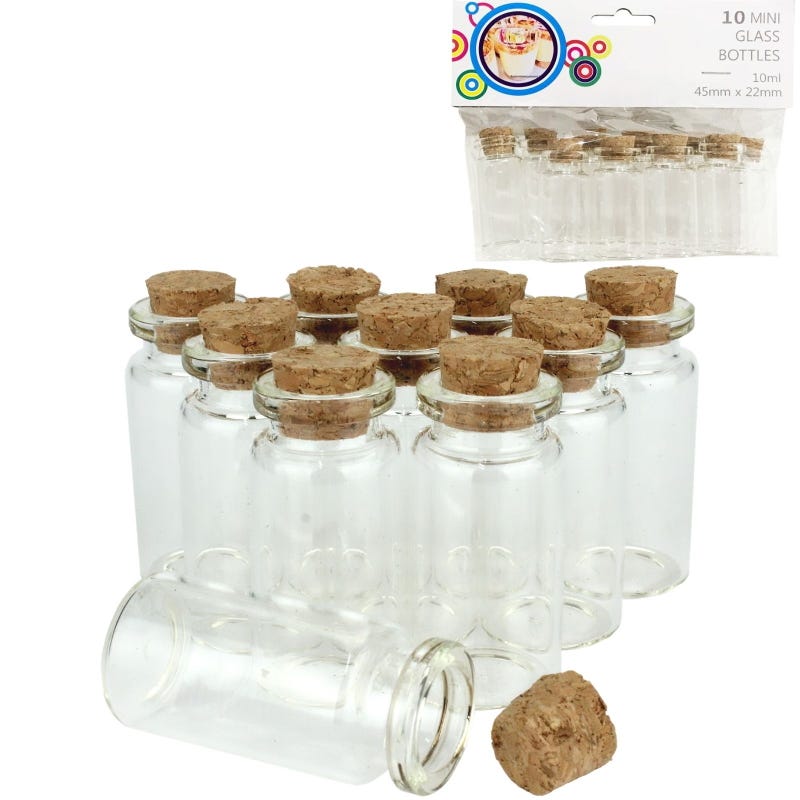 Mini Glass Bottles 10ml  (Pack of 10)