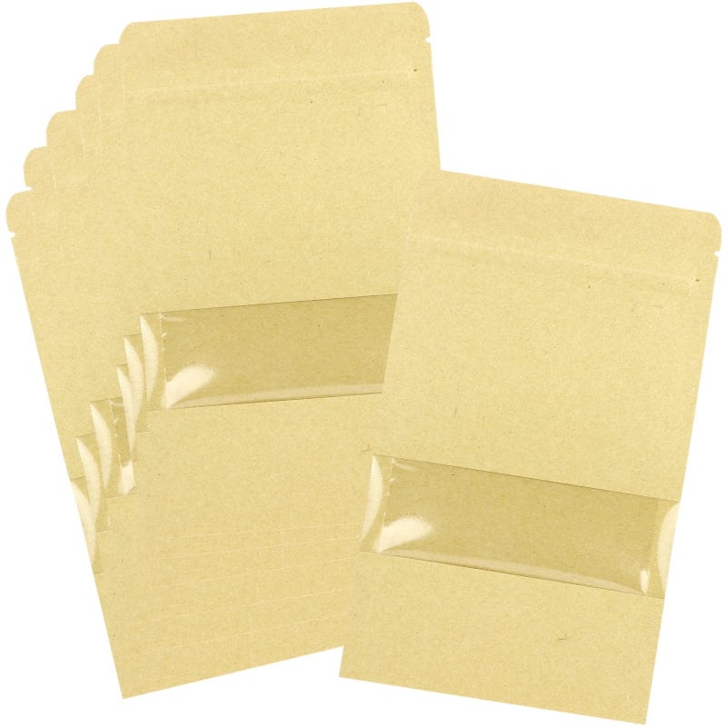 Brown Paper Resealable Bags with Windows 20cm (Pack of 7)