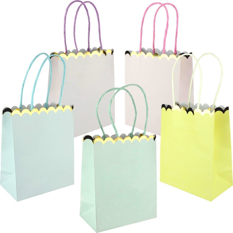 Pastel & Gold Scalloped Paper Gift Bags (Pack of 5)